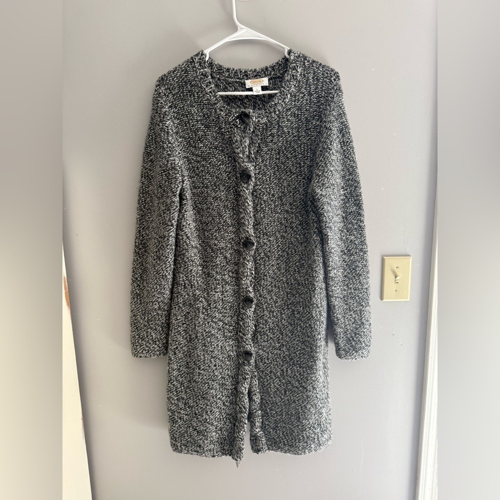 Talbots Knit Long Button Up Sweater Women’s SZ L Wool Cashmere Blend Warm Fall
